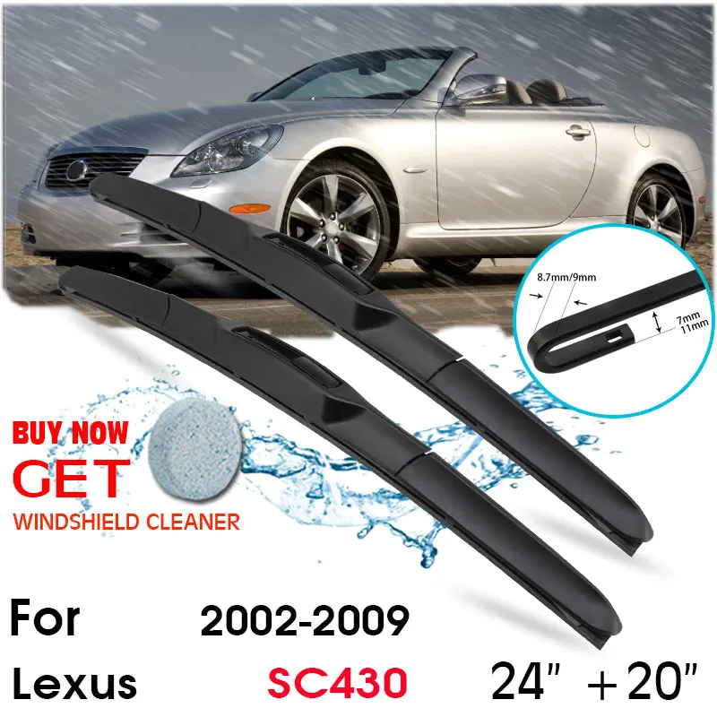 Car Wiper Blade Front Window Windshield Rubber Silicon Refill Wipers For Lexus SC430 2002-2009 LHD/RHD 24