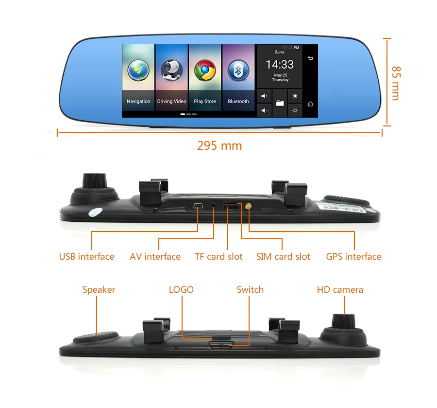 Автомобильный видеорегистратор Anfilite, 7 дюймов, 4G, Android, 1G, 16 ГБ, четыре ядра, 1,3 ГГц, для грузовика, gps, навигация, рекордер, зеркало заднего вида, с автомобильным видеорегистратором