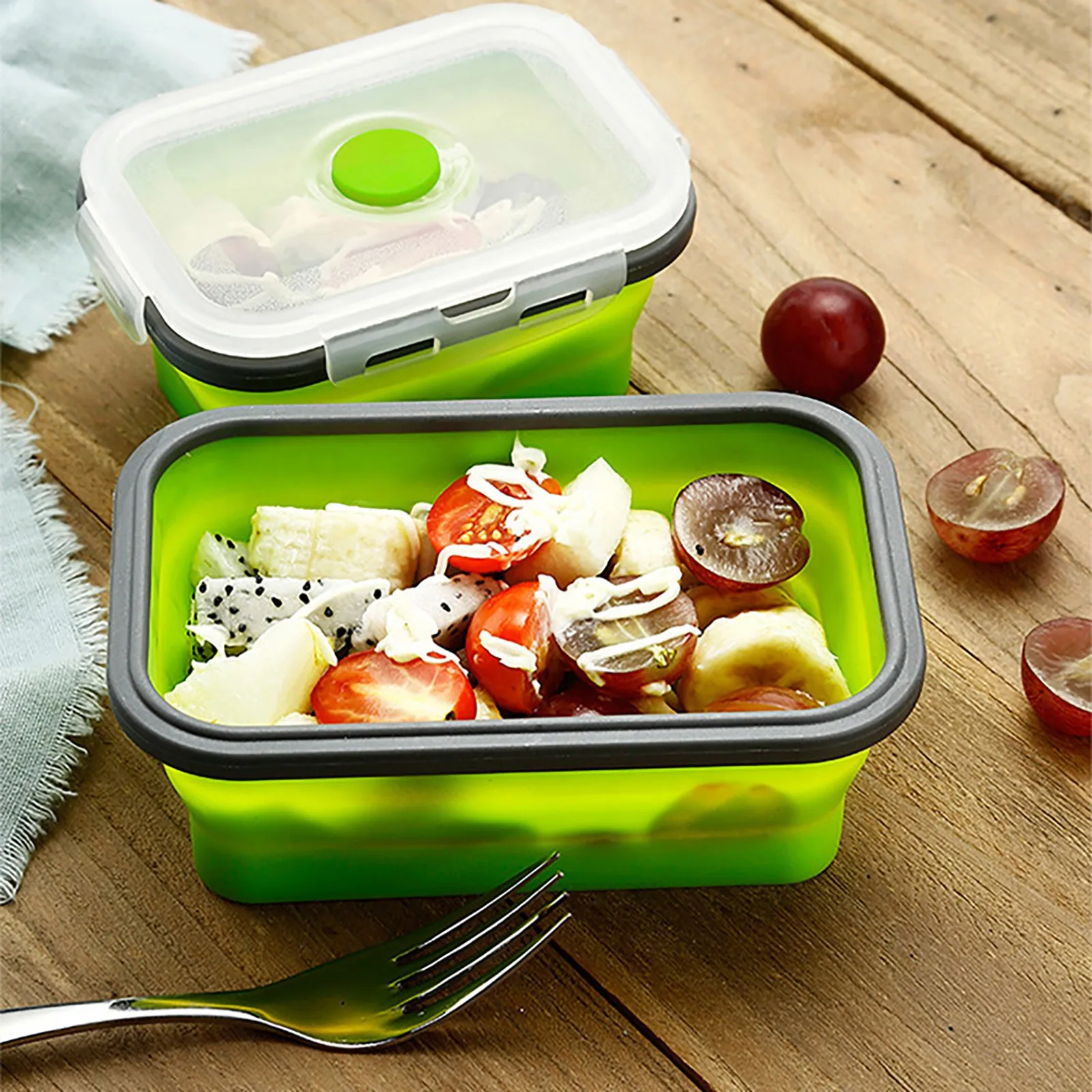 Обед Еда хранения Коробки силиконовые складные емкости набор из 4 шт.