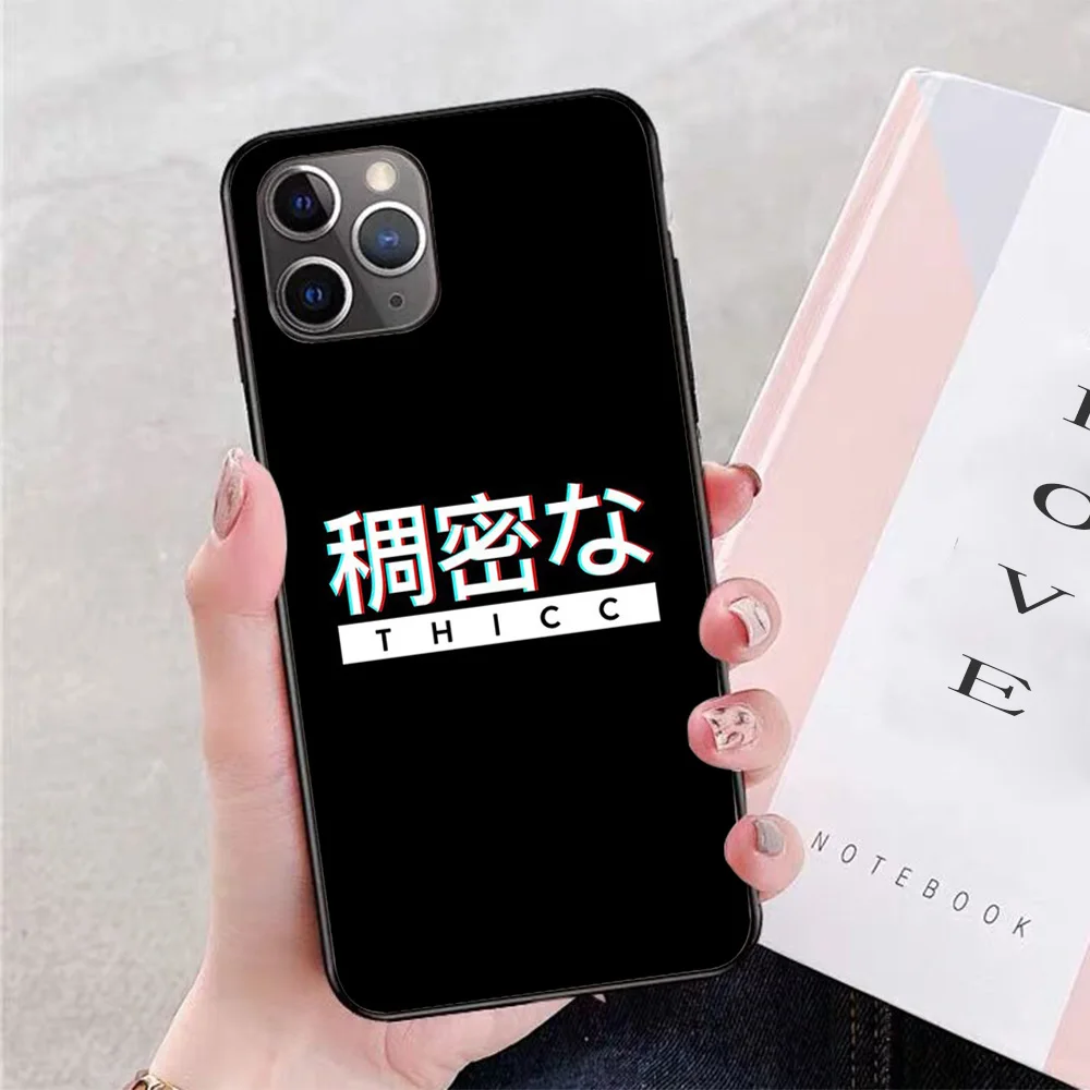

For iPhone Aesthetic Japanese THICC Logo Soft TPU Border Apple iPhone Case