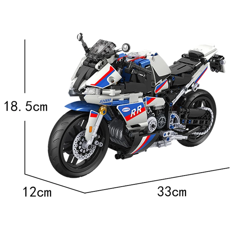 

Function Super High-tech Creator Motorcycle Building Blocks White Motorcycle Static Model Bricks DIY Set Children's Toys Gift