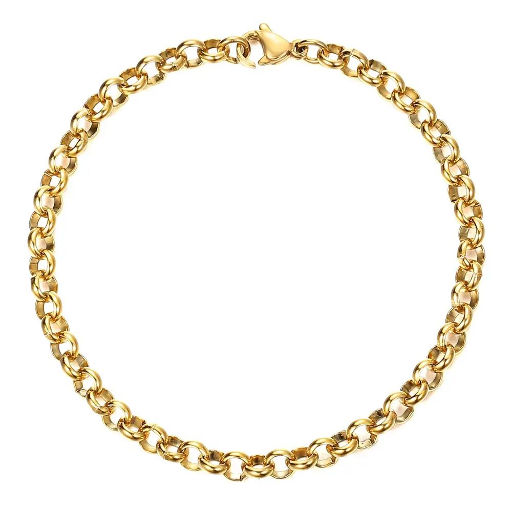 Браслет Rolo Link для женщин и девочек простой Регулируемый браслет из нержавеющей