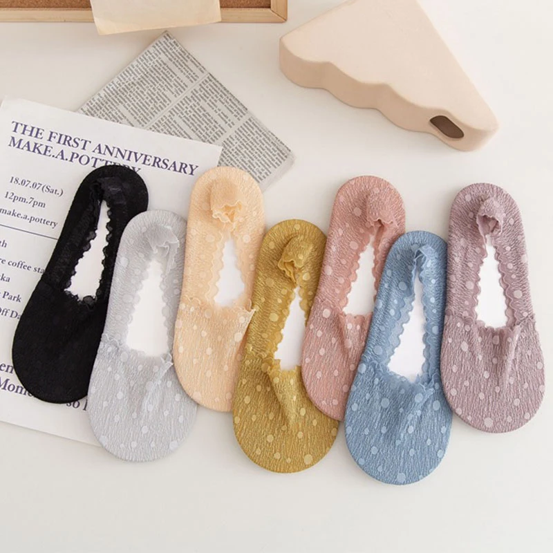 

1pairs A Pack Women Fashion Cotton Invisible Anti-slip Ankle Socks Lace Socks Women Invisible Socks Girls No Show Socks Non-slip