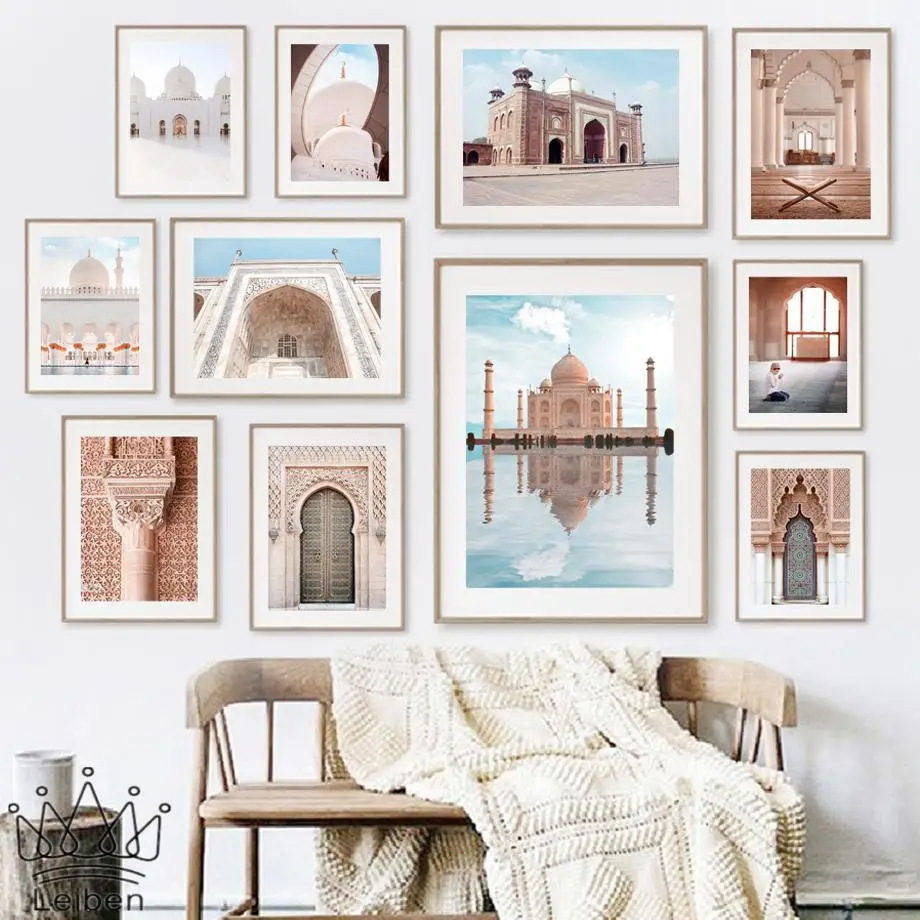 

Taj Mahal Sheikh Zayed Mosque Islamic Moroccan Canvas Painting Nordic Landscape Wall Art Posters and Prints Home Decor Bedroom