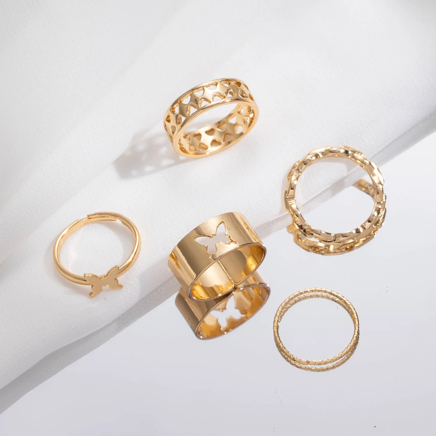 Простое кольцо-цепочка из сплава 5 штук кольцо-бабочка в стиле ретро кольцо с