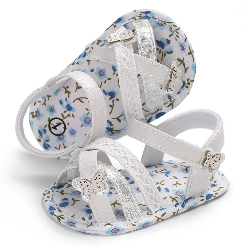 Летняя обувь для маленьких девочек с цветочным принтом Обувь из хлопка мягкой