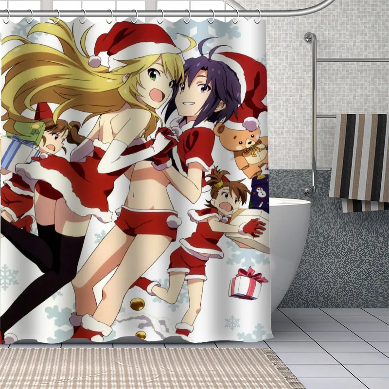 

New Custom Japanese Anime Game The IDOLM@STER Curtains Polyester Bathroom Waterproof Shower Curtain With Plastic Hooks More Size