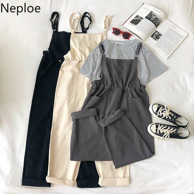 Neploe Новое поступление сплошной Цвет комбинезоны с завышенной талией на шнурке