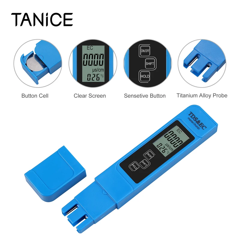 Цифровой PH метр TANiCE и TDS EC Тестер чистоты воды ручка для тестирования качества PM