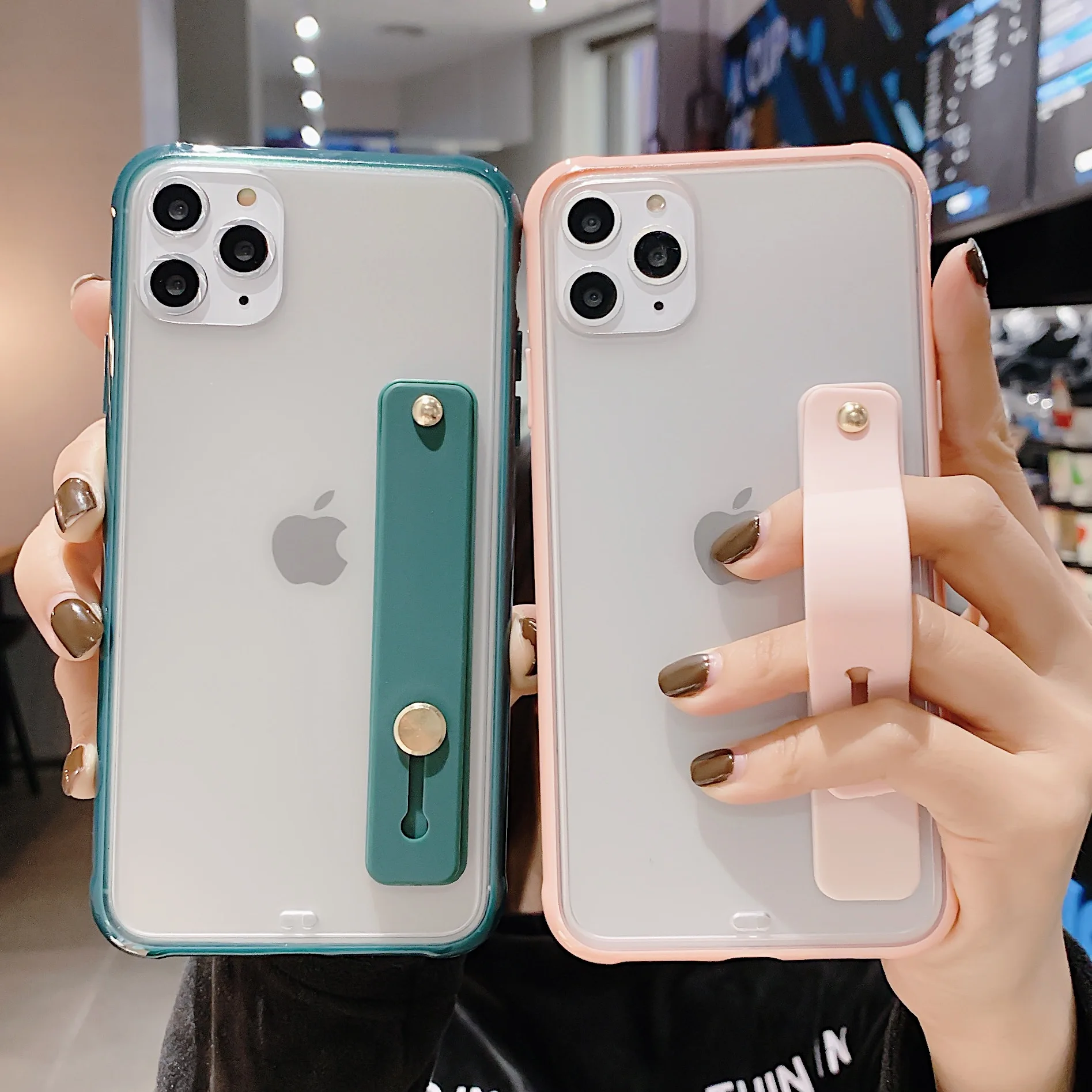 Прозрачный чехол на запястье для телефона IPhone 11 Pro X XR XS MAX 6 6s 7 8 Plus SE2020 матовый
