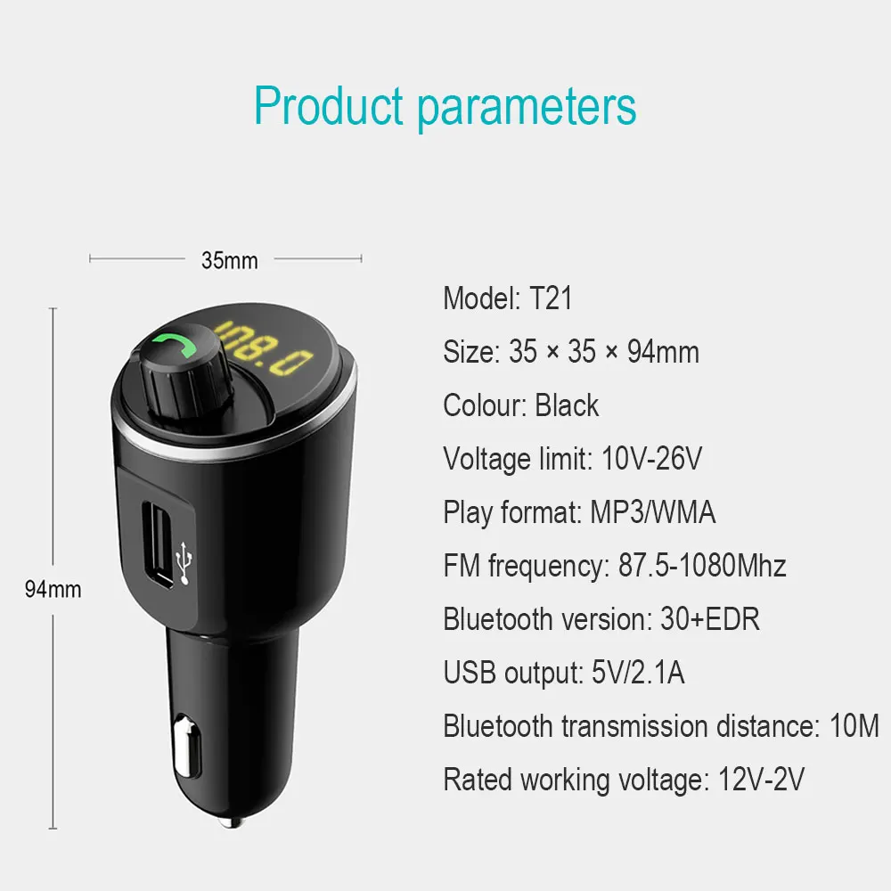 Двойной USB Bluetooth 5 0 fm передатчик зарядное устройство светодиодный цифровой