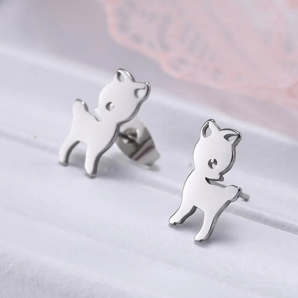 Серьги с животными из нержавеющей стали Мой Ежик в форме овечки маленькие милые