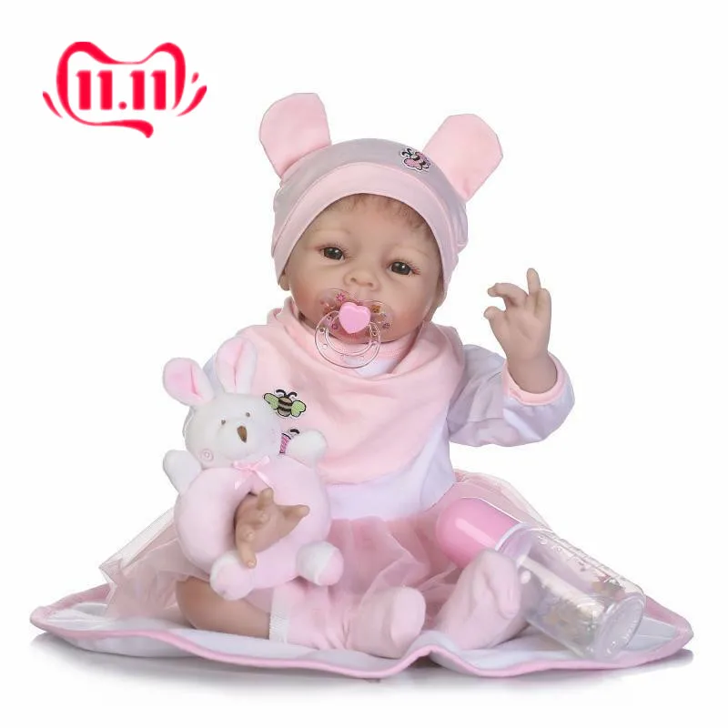 Reborn Twins Baby Dolls 2 шт 22 &quotМальчик + девочка Мягкий силикон Bebe Новорожденные игрушки