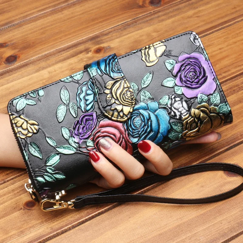 Кожаный женский кошелек с пряжкой кожаный клатч вместительный клатч|Зажимы для