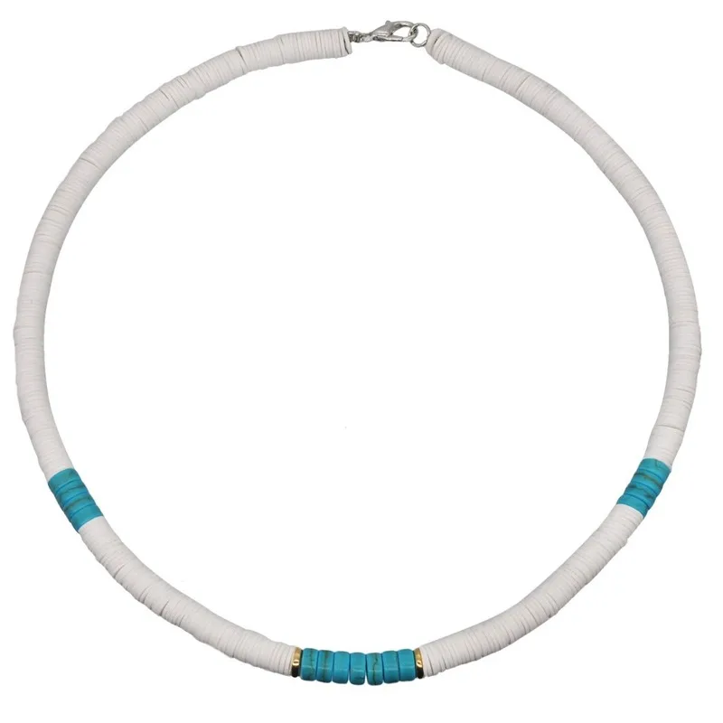 Женское короткое ожерелье ручной работы из разноцветной контрастной глины в