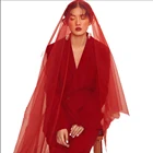 Бордовая свадебная фата, один слой, винно-красная Фата для невесты, свадебные аксессуары 1,5 м, 1 уровень, длина по индивидуальному заказу