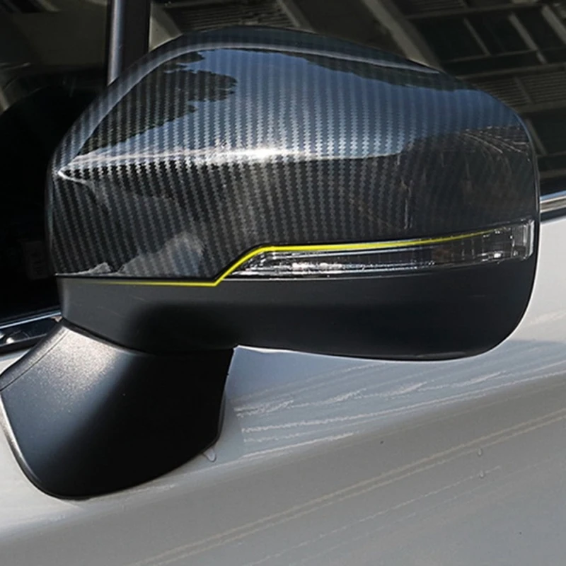 

2PCS Car Rearview Mirror Cover Cap Carbon Fiber Reversing Rear View Mirror Shell for Subaru XV Crosstrek 2012-2017