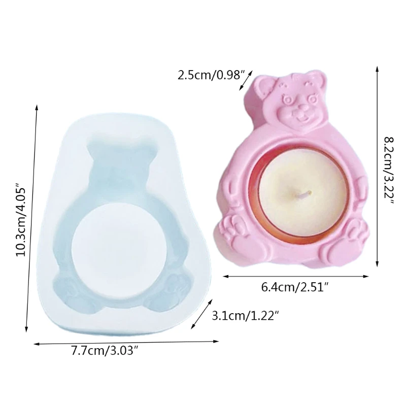 

Candle Holder Crystal Epoxy Resin Mold Bear Tea Wax Candlestick Silicone Mould 124A