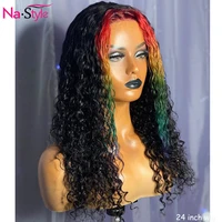 colored curly human hair wig for black women 13x4 lace front human hair wigs red yellow curly human hair wig preplucked 150 remy