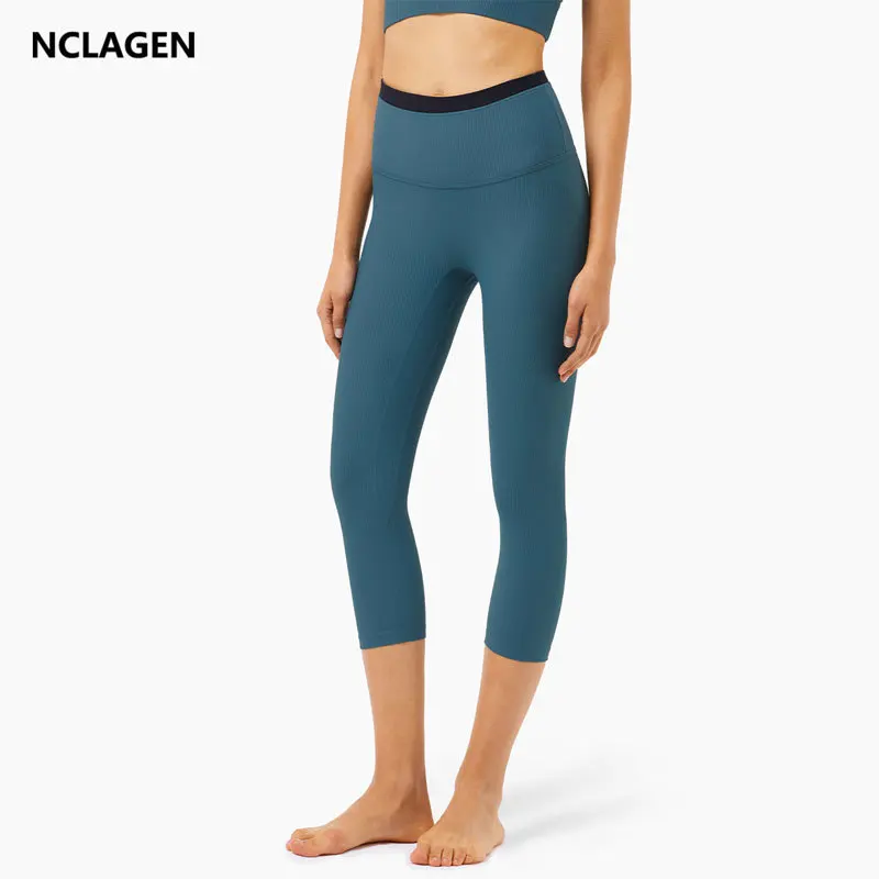 

NCLAGEN Leggings Sport Women Fitness High Waist Naked Feel Buttery-Soft Squat Proof Elastic GYM Tights Yoga Pants Workout Capri