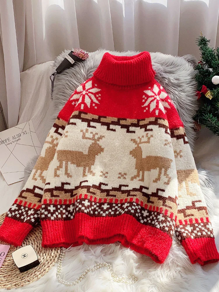 

2020 TF карта с полным фактическим джемпер свитер для женщин Limited пуловер Feminino Рождественский подарок Получение с высоким воротом свободный ве...