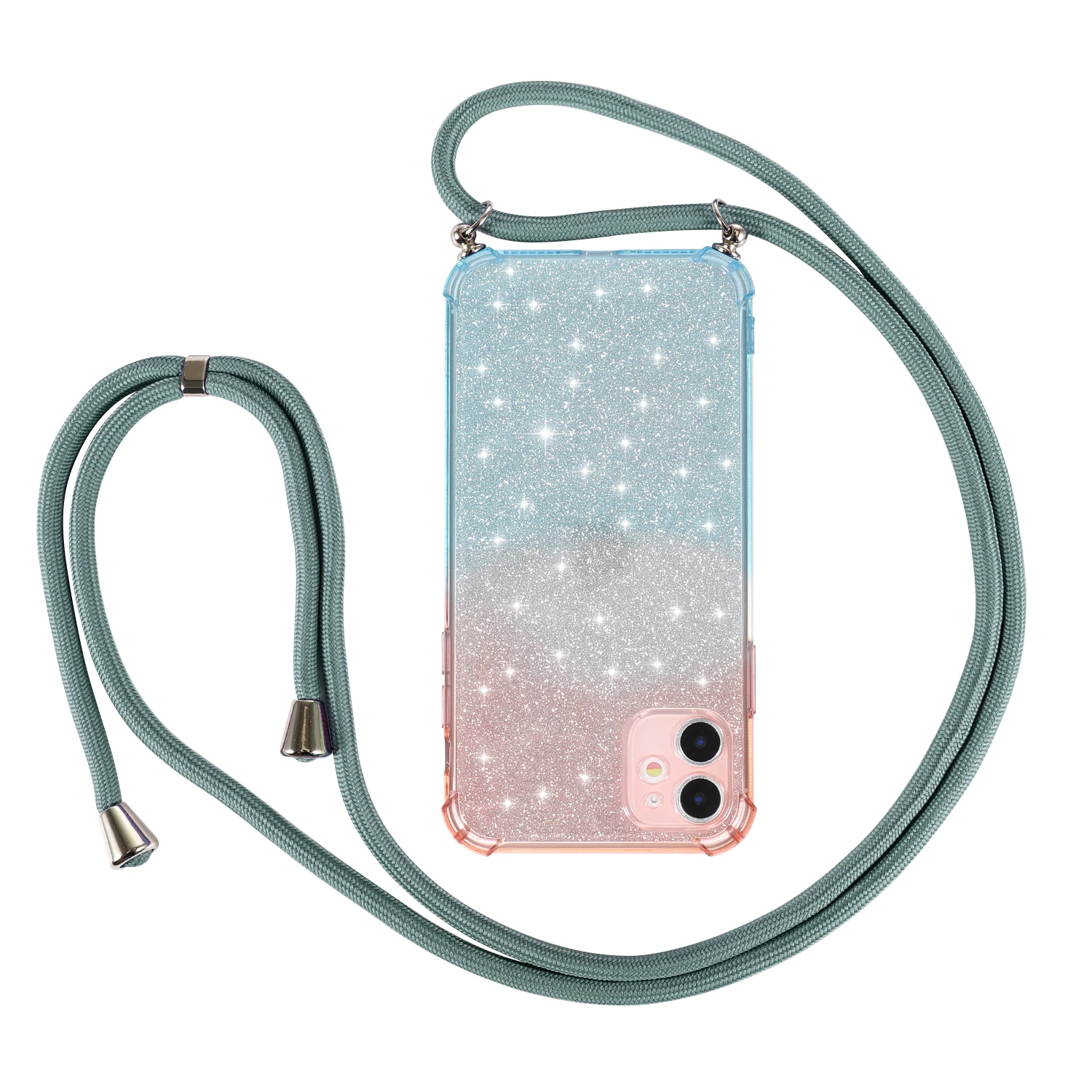 Rainbow lanyard aurora transparent case for Samsung Galaxy S10 5G S20 Ultra   A41 A51 A71 A50 A70 shoulder rope lanyard cover