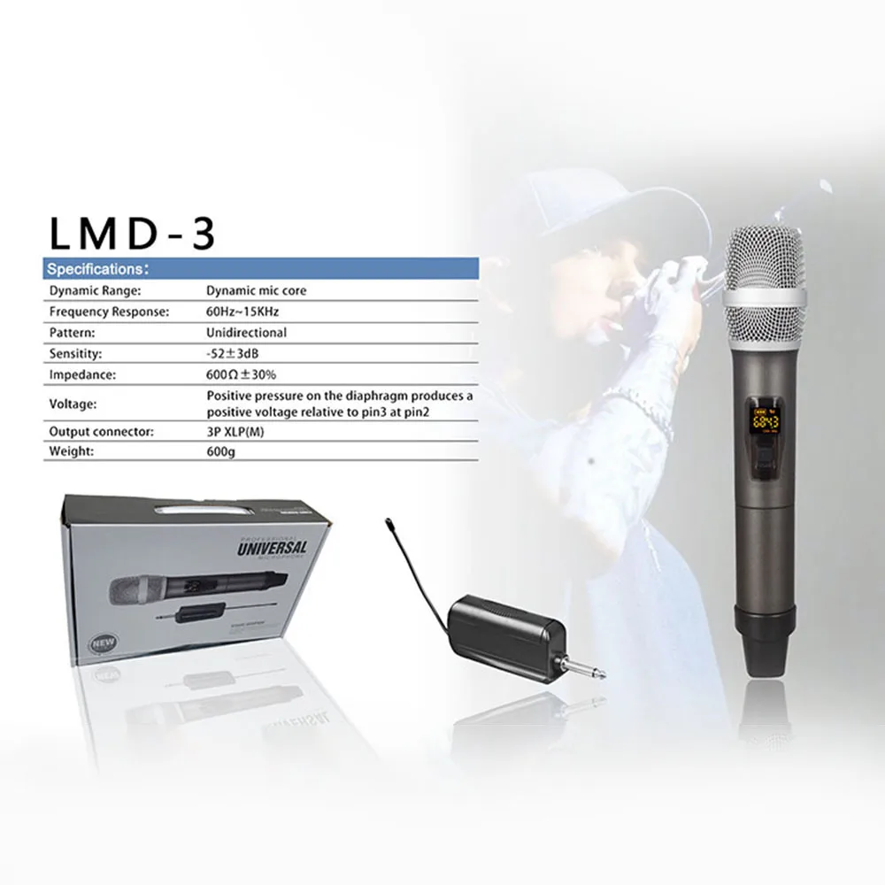 

Wireless Microphone UHF Handheld Microphone with Receiver Display M-3 Speech Loudspeaker for Karaoke Performance