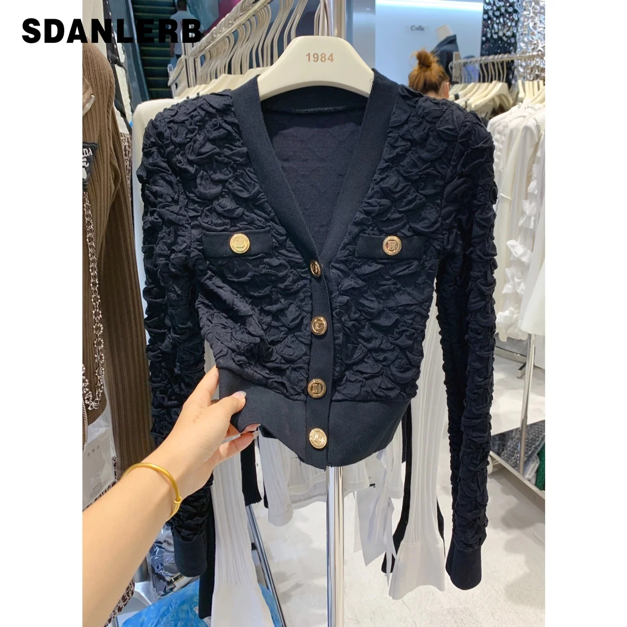 

Элегантный облегающий кардиган с V-образным вырезом для ранней осени 2021, верхняя одежда, пальто, женская модная однотонная одежда, подходяща...