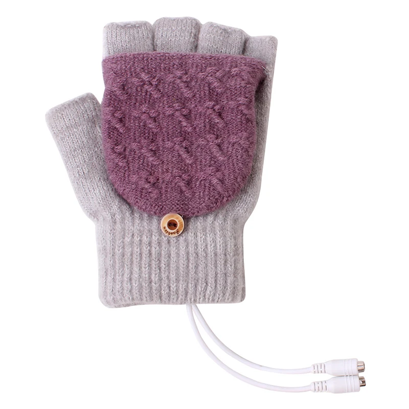 

USB Heated Gloves for Women Men Mitten Winter Warm Laptop Gloves Full And Halfs Hands Heated Fingerless Heating Knitting FS99