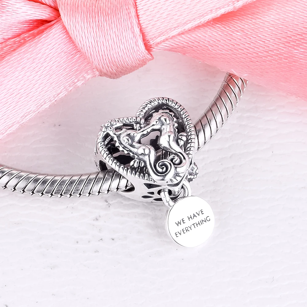 Openwork Seahorses Heart Charms 925 Sterling Silver Beads Fits Original Pandora Bracelet Women DIY Jewelry Making Kralen | Украшения и