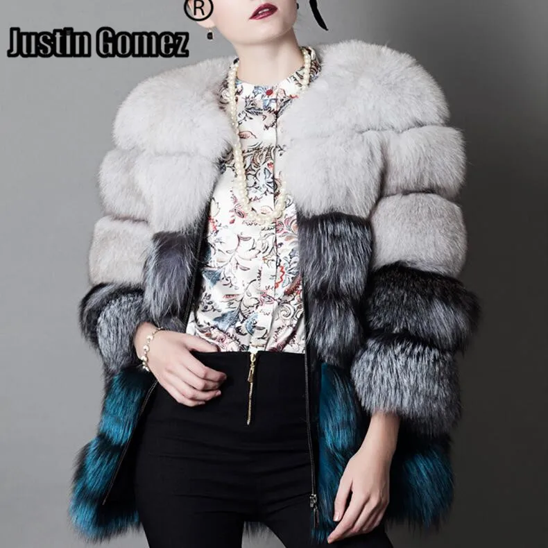 

Женская куртка с круглым вырезом, модное пальто из натурального Лисьего меха, стильная зимняя куртка из натуральной кожи, 2022