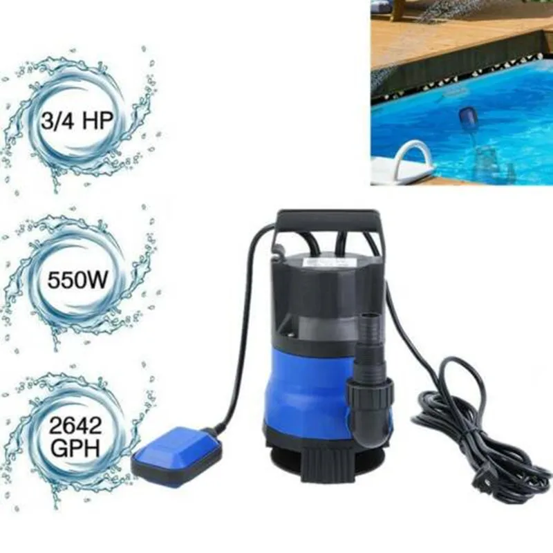 

Yonntech 3/4HP 550W Clear Dirty Water Submersible Pump Plastic Watert Pump for Fountain Swimming Pool Pond Drain