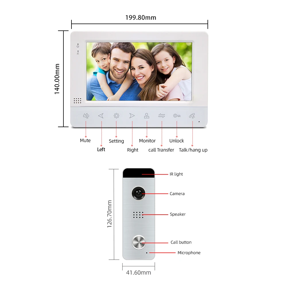

Joytimer Home Video Intercom Video Door Phone for Apartment 7" Monitor 1200TVL Doorbell Camera with Motion Detection,Auto Record