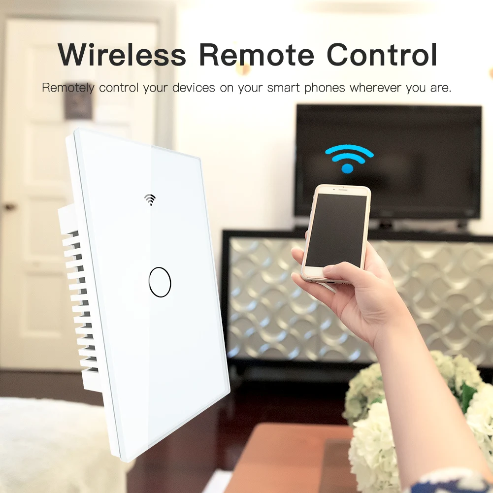Умный настенный сенсорный выключатель RF433 Wi Fi без нейтрального провода работает