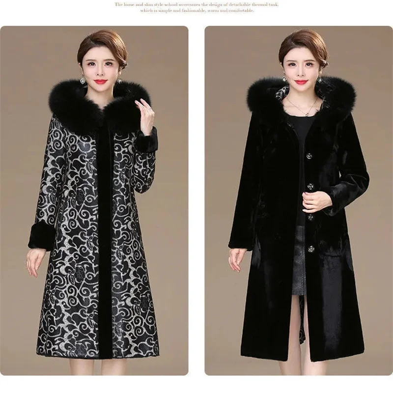Новые зимние меховые куртки женские двусторонние широкие пальто средней длины