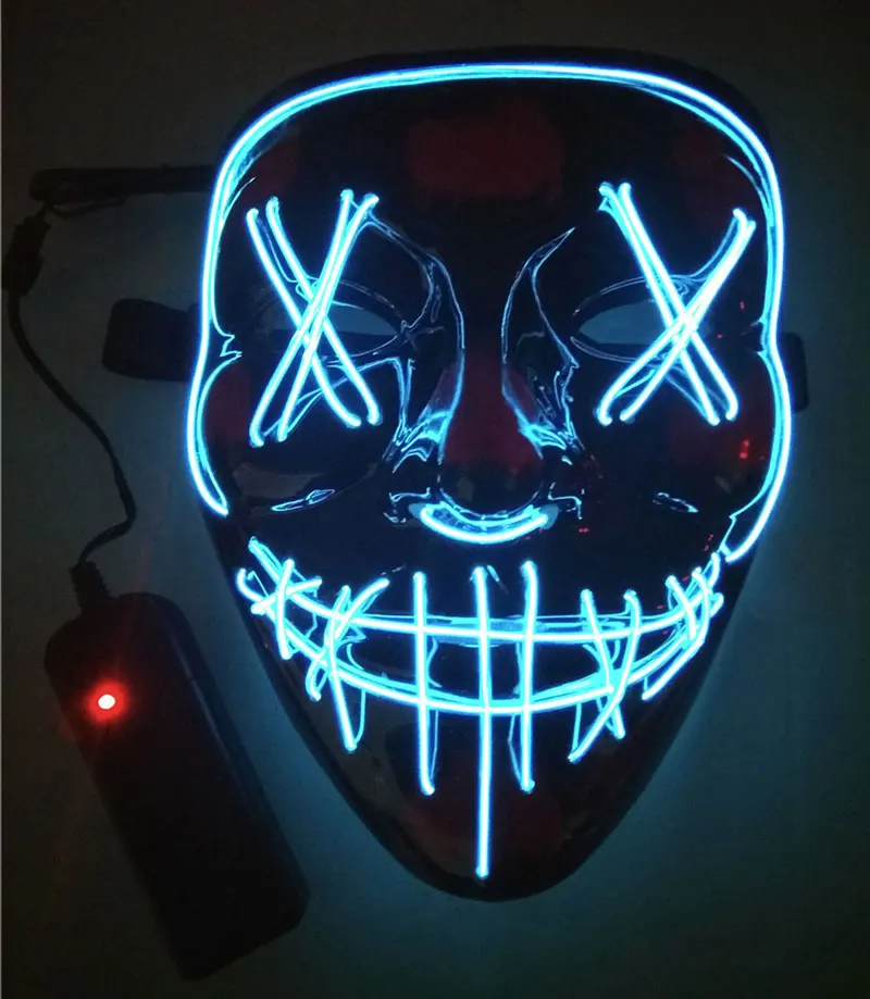 Scary Mask Светодиодный GLE светящаяся маска, светильник на Хэллоуин, El Wire, светодиодный, страшная маска для косплея, костюм на Хэллоуин, вечерние светится в темноте, хакерские маски - Цвет: Scary Mask