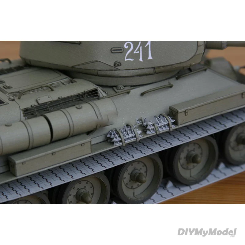 DIYMyModel-modelo de papel de tanque mediano de T-34 sovi&eacute;tico, Manual de bricolaje, 1:25, T-34/85-1