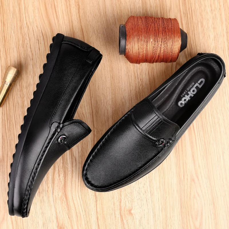 

Spring 2021 Loafers Man Black Youth Fashion Men Shoes Genuine Leather Driving Shoes For Men High Quality Flats Footwear Mens