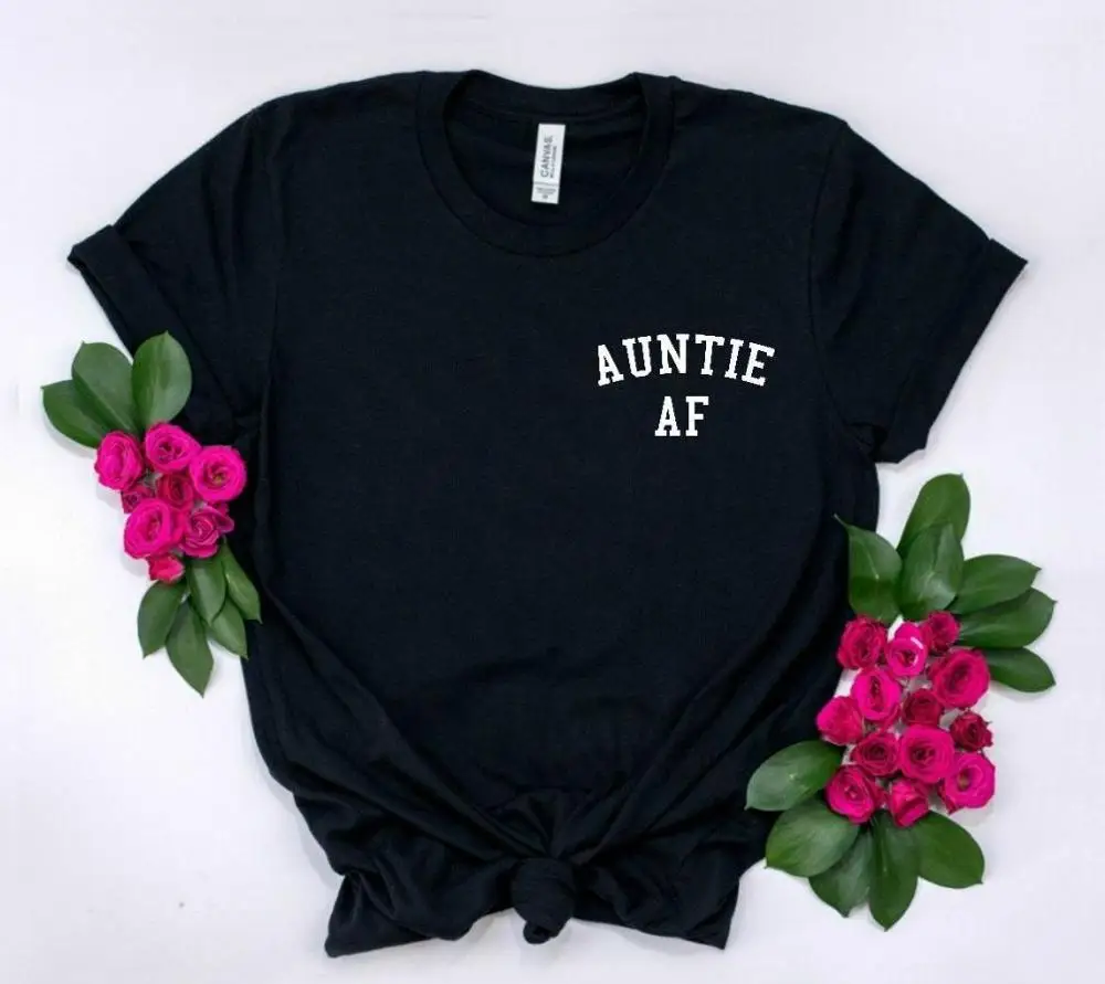 

Auntie AF pocket Print Women tshirt Cotton Funny t shirt Gift For Lady Yong Girl Street Top Tee P824