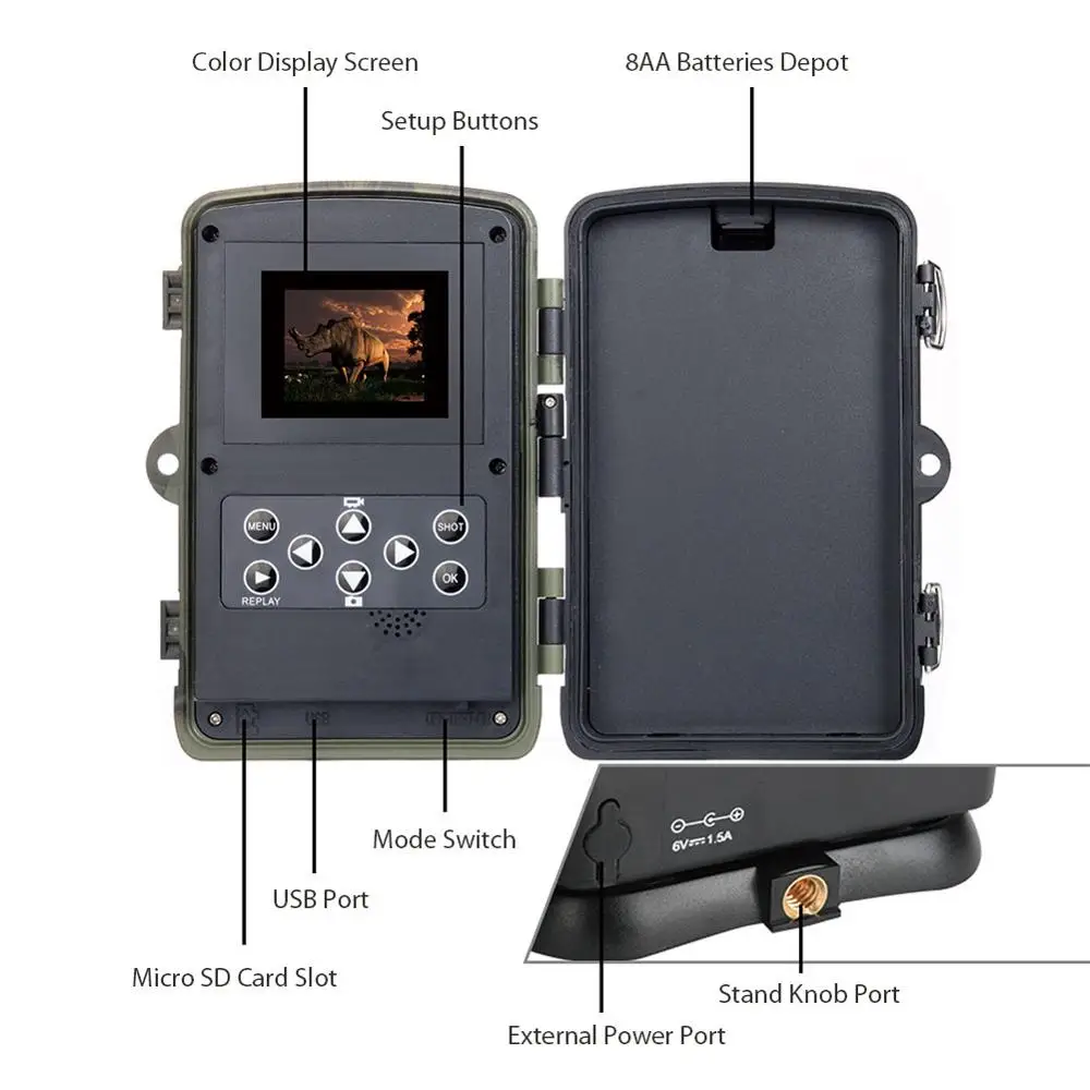 

Мобильная охотничья камера 2G MMS SMS GSM 20 МП 1080P инфракрасная беспроводная камера ночного видения для охоты на диких животных HC801M