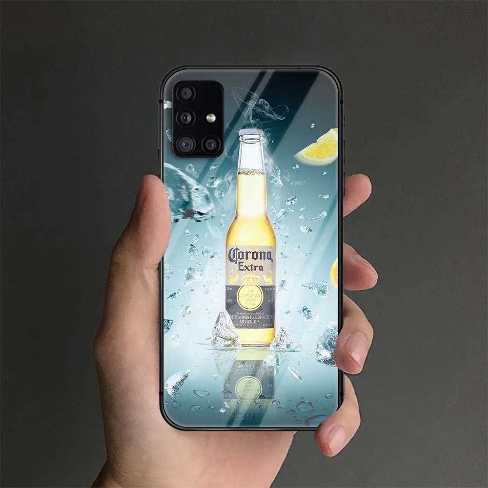 

Beer Brand CORONAS Phone Tempered Glass Case Cover For Samsung Galaxy S Note 5 6 9 10 10E 20 21 FE Plus Uitra Cell Hoesjes