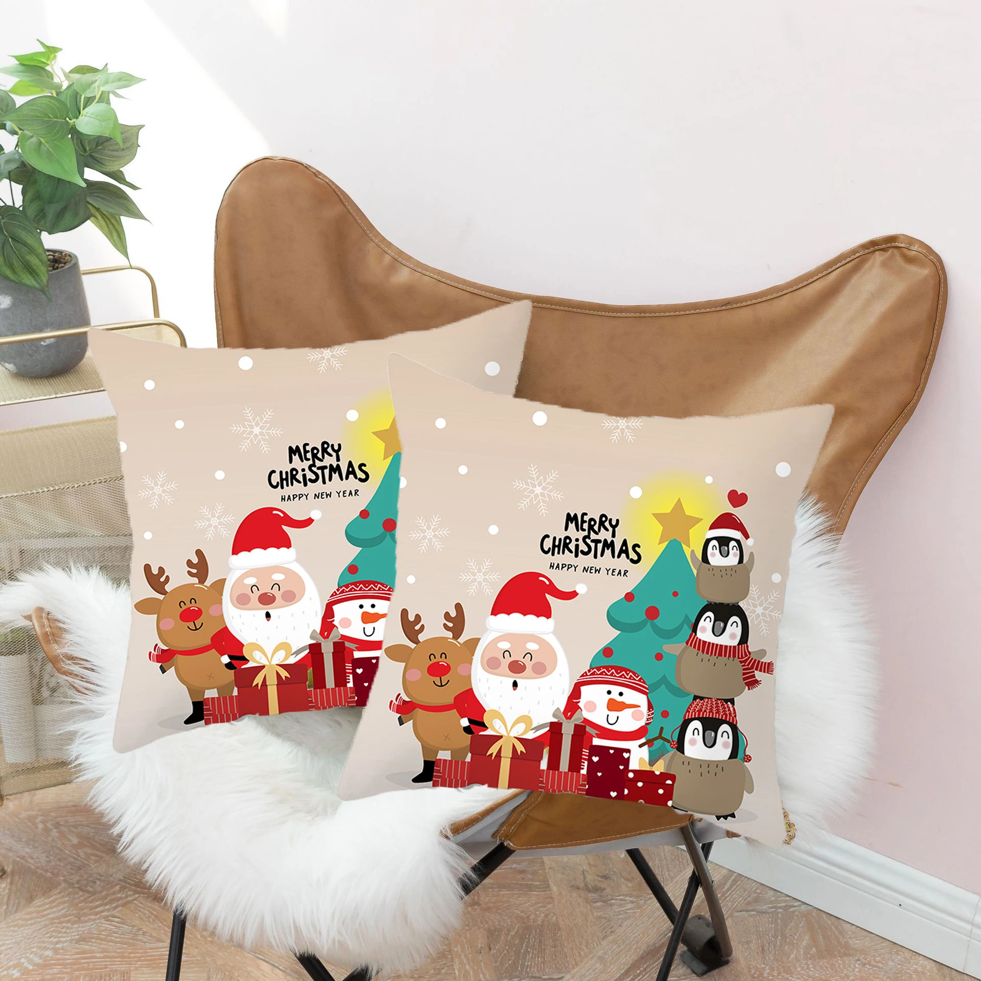 

Рождественский креативный чехол для подушки, наволочка для подушки, домашний квадратный чехол для диванной подушки с Санта-Клаусом