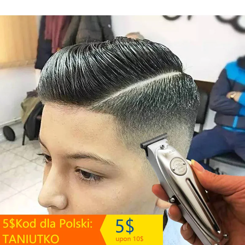 

Kemei 1949 Professional Hair Clipper All Metal Men Electric Cordless Hair Trimmer 0mm Baldheaded T Blade Finish Haircut Machine