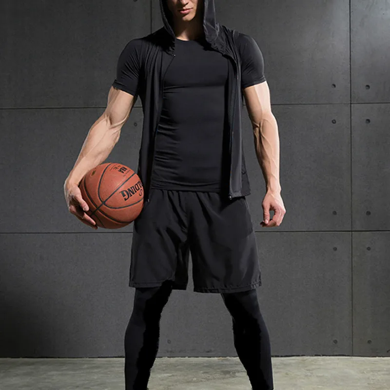 

3-Piece Compression Suits Men's Sports Running Suit MMA Quick-Drying Clothing Jogging Gym Exercise Fitness Men Short Sleeve Sets