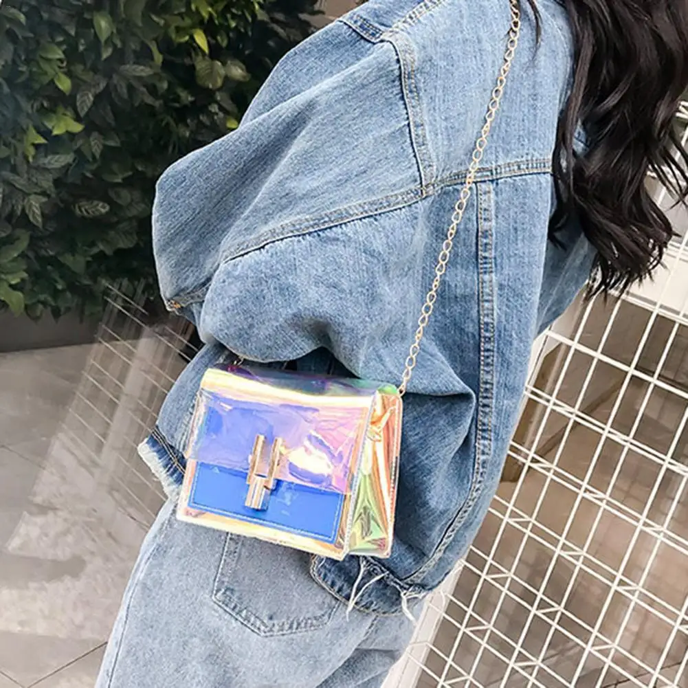 Мини-квадратная Лазерная Желейная сумка женские сумки на плечо корейские модные
