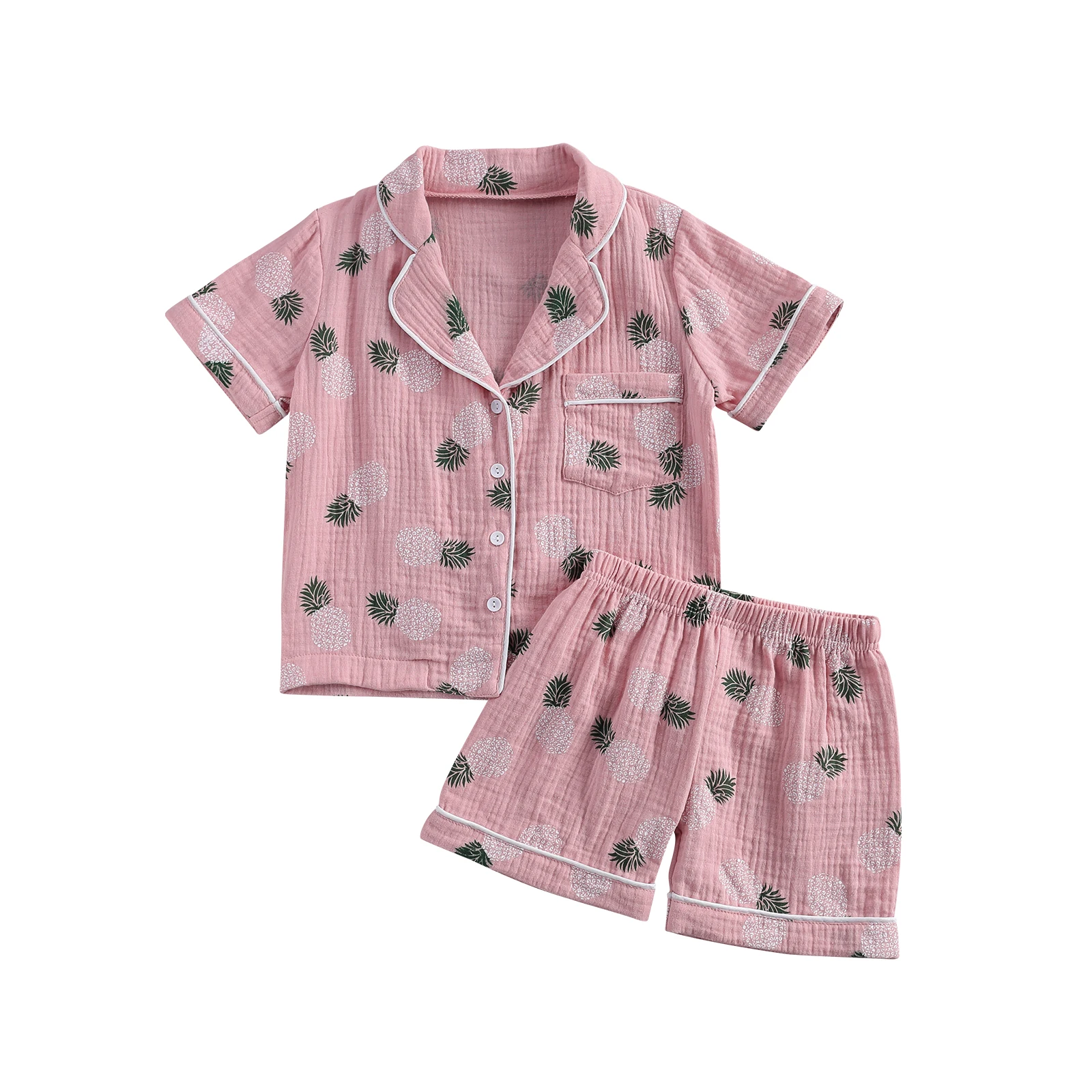 

Lioraitiin 2-7Years для маленьких девочек, 2 вещи в комплекте, одежда для сна, костюм короткий рукав Однобортный футболка, комплекты из топов с передн...