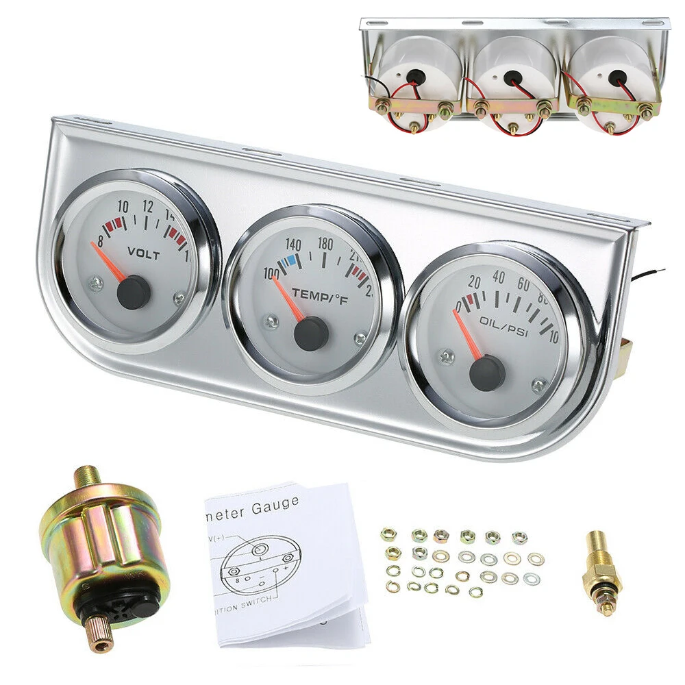 

Для фотоэлементов, 1 комплект, тройной автомобильный Калибр 52 мм, напряжение + Температура воды + Масляный Пресс, черный + хромированный Безел...