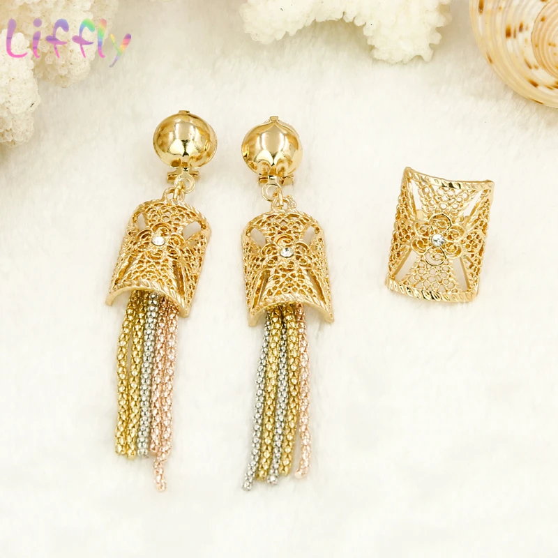 Женский комплект ювелирных изделий Liffly из колье серёг кольца браслета