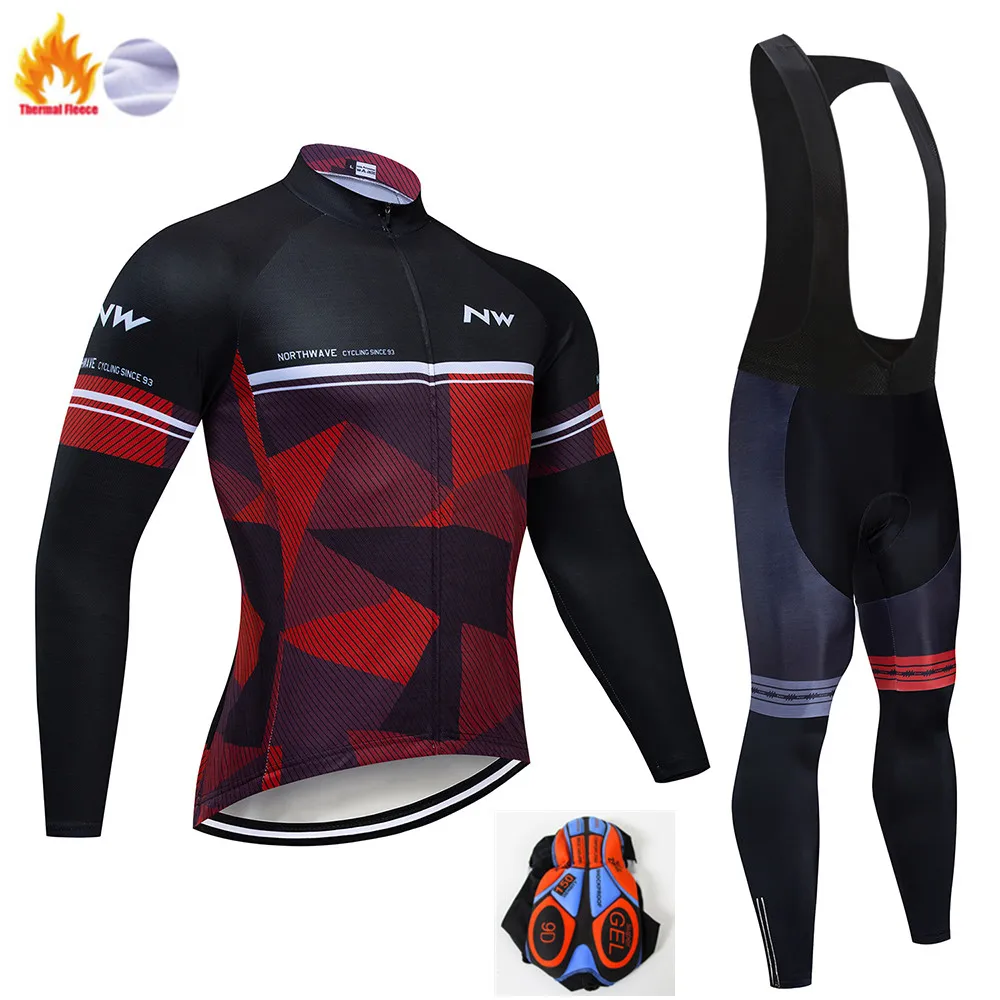 NW Майо Ciclismo MTB Зимняя одежда для велоспорта с длинным рукавом, комплект Джерси, теплая флисовая одежда, одежда для верховой езды, комплект Ropa Ciclismo - Цвет: Winter Cycling Suit