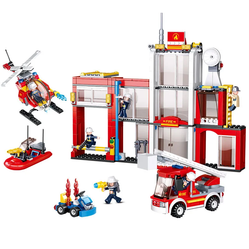 

SLuban 0631 Fire Alarm General Fire Department Assembled Model Boy Assembled Building Block Toy Car Gifts